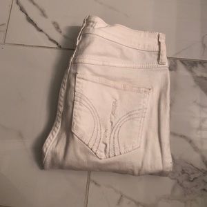 Hollister White High-Waisted Destroyed Skinny Jeans